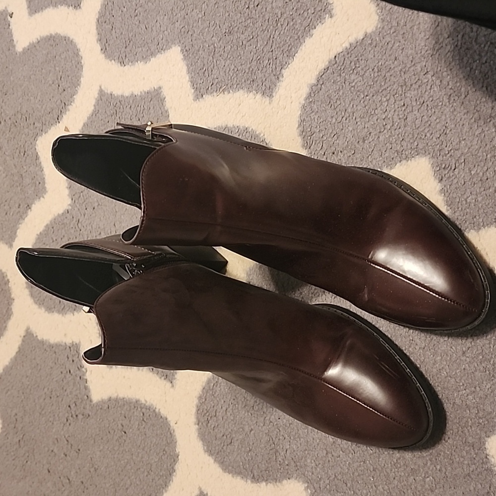 ZARA Trafaluc Brown/Maroon & Black Heeled Ankle Boots Size EU41